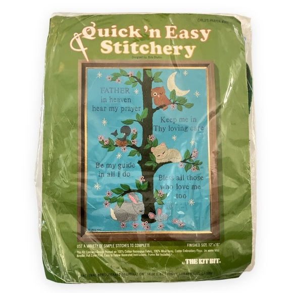 Embroidery Cross Stitch Kit Childs Prayer 302 Stamped‎ 12”x16” New NNC Vintage - Picture 1 of 4